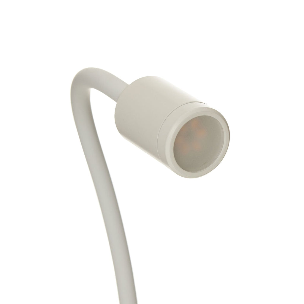 Sideprofil av LED vegglampe Focus fleksibel arm hvit 3W med bryter