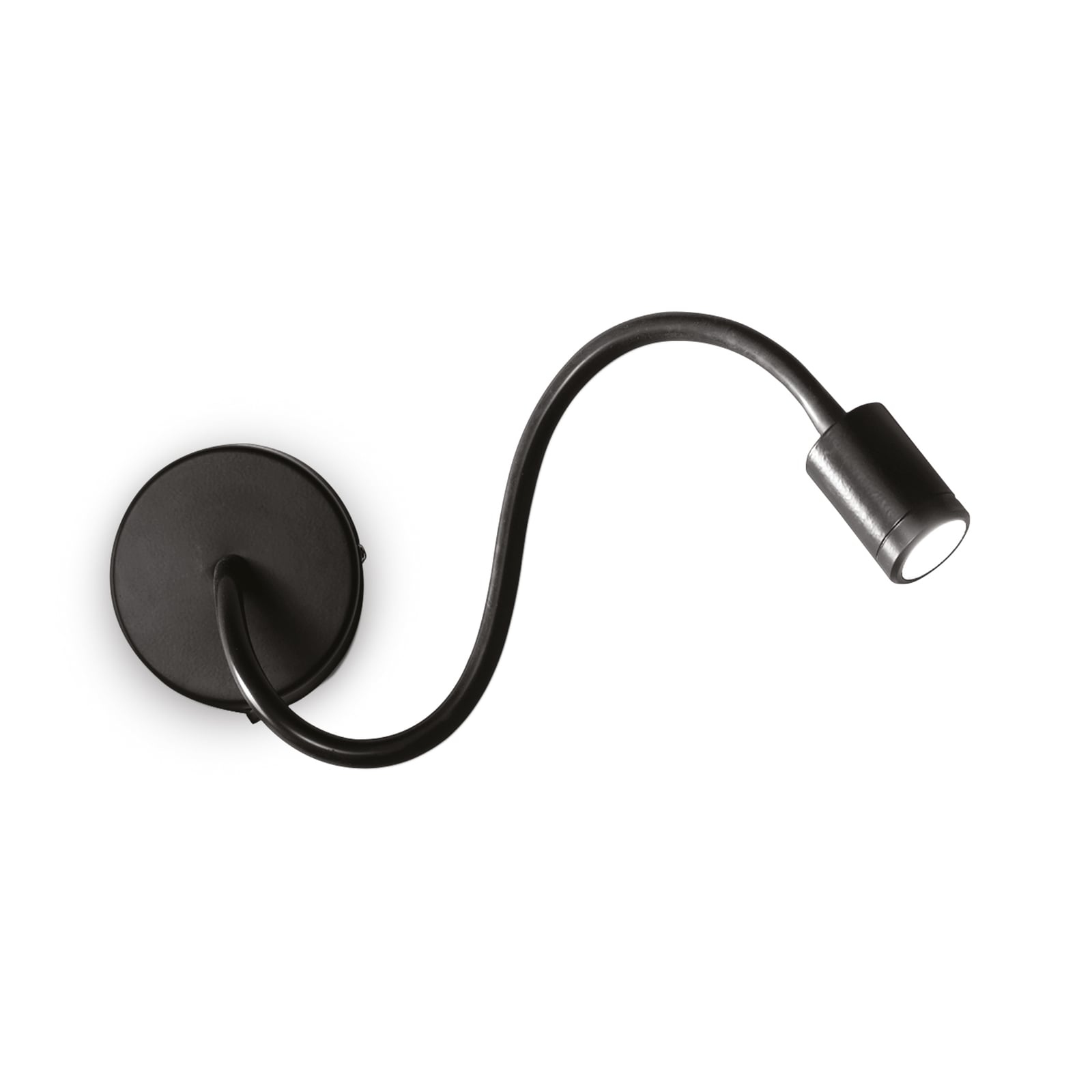 LED vegglampe Focus fleksibel arm svart 3W varmhvit forfra
