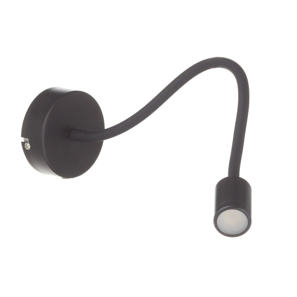 Detalj av LED vegglampe Focus fleksibel arm svart 3W varmhvit