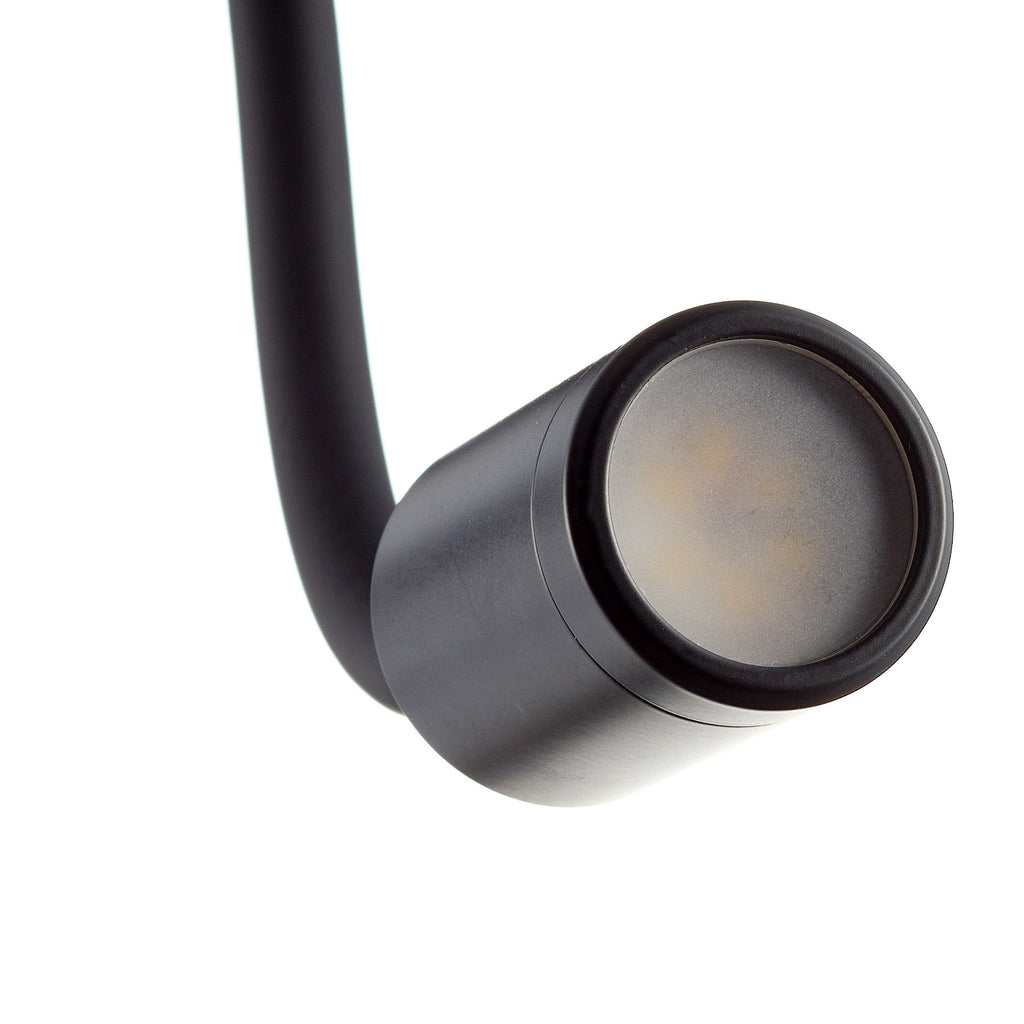LED vegglampe Focus fleksibel arm svart 3W varmhvit montert