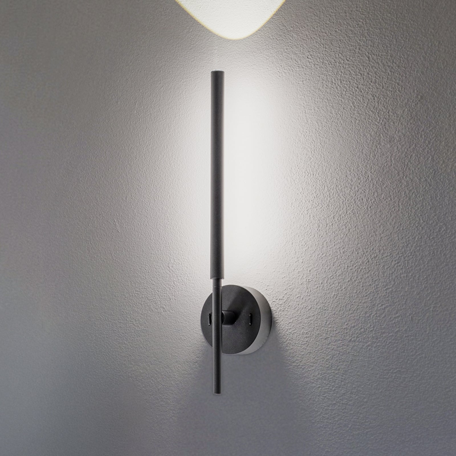LED vegglampe Focus svart 2-lys justerbar 46,5 cm forfra