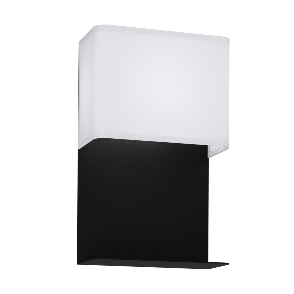 Montert LED-vegglampe Galdakao tekstil svart/hvit med bryter i rom