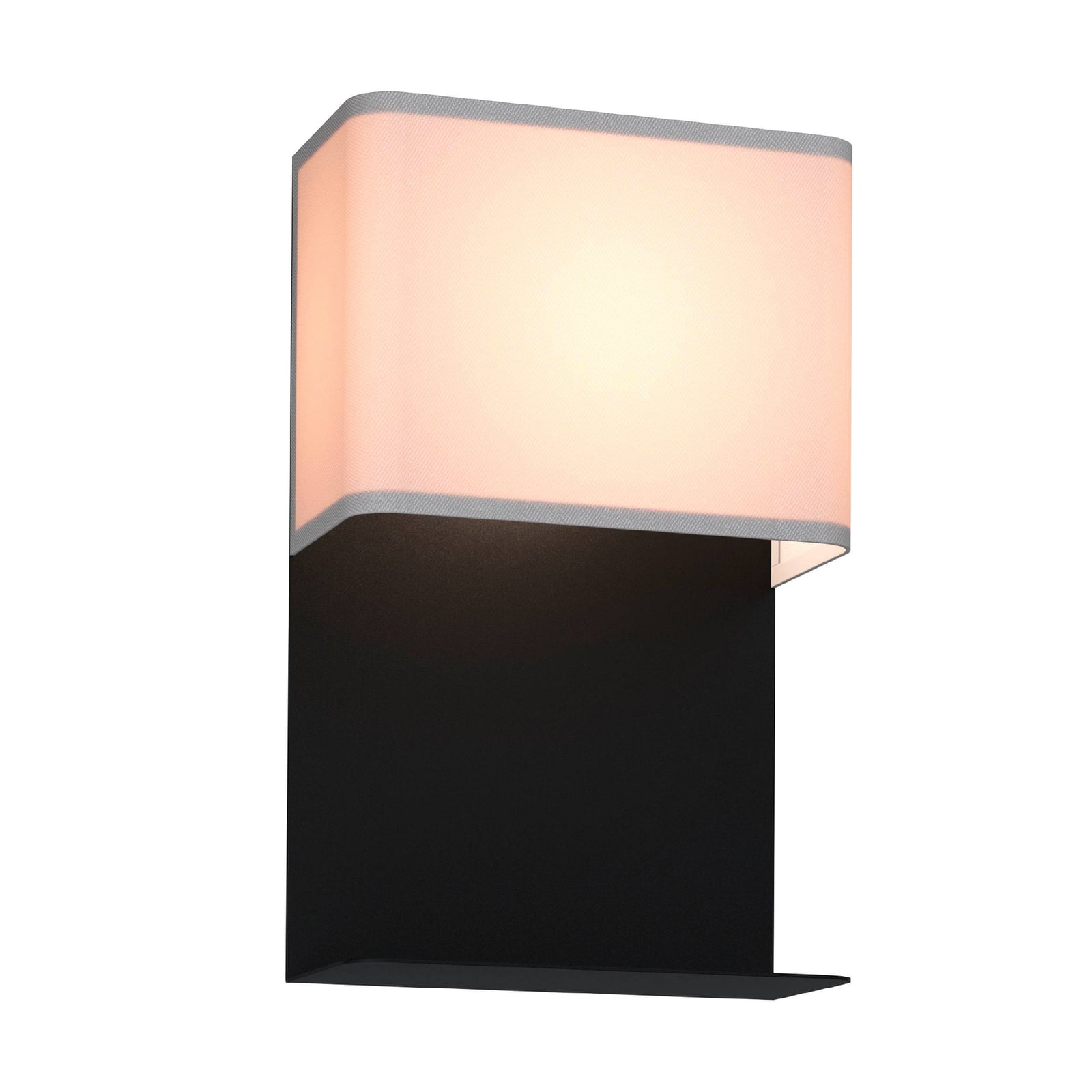 Nærbilde av LED-vegglampe Galdakao tekstil svart/hvit med bryter