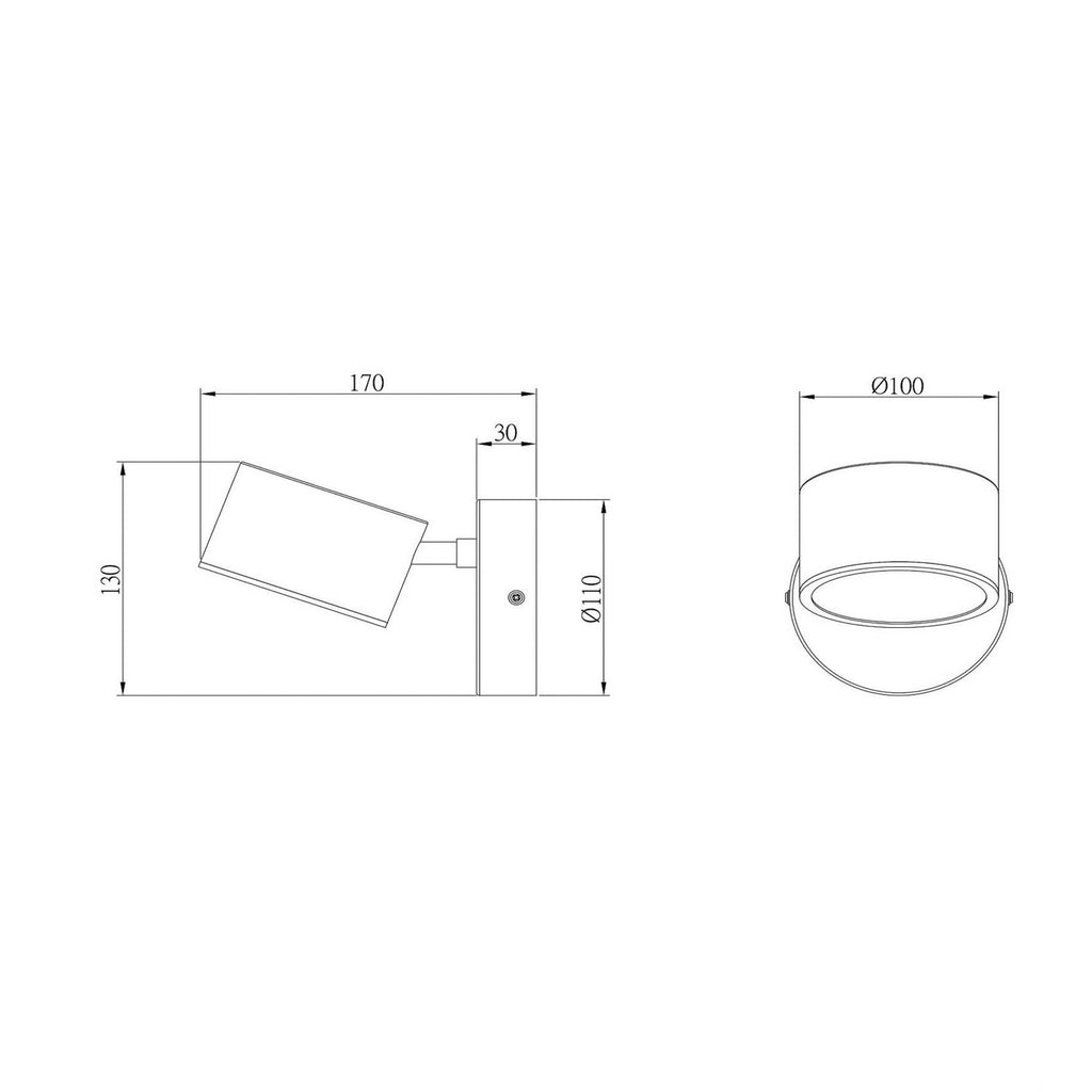 LED vegglampe Gian svart metall dimbar berøringsdimmer detalj av berøringsdimmer