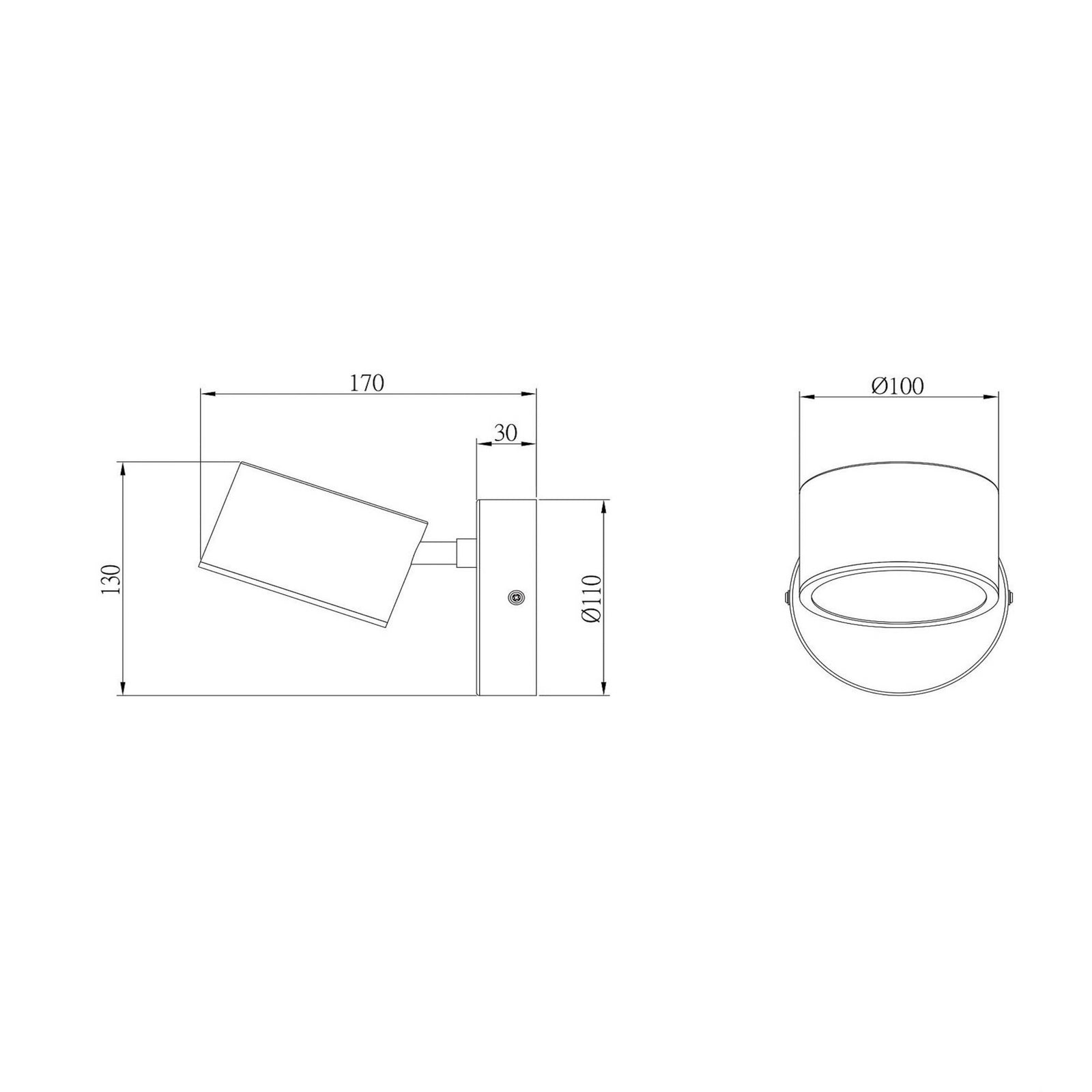 LED vegglampe Gian svart metall dimbar berøringsdimmer detalj av berøringsdimmer
