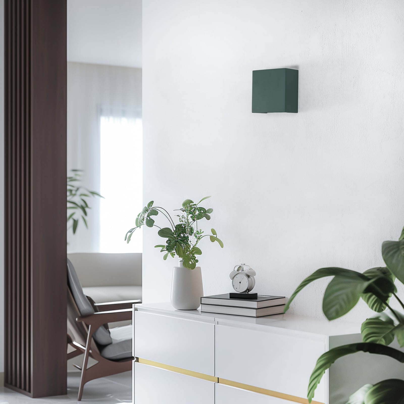 Detaljbilde av LED vegglampe Gianto opp og ned grønn 3,6W varmhvit