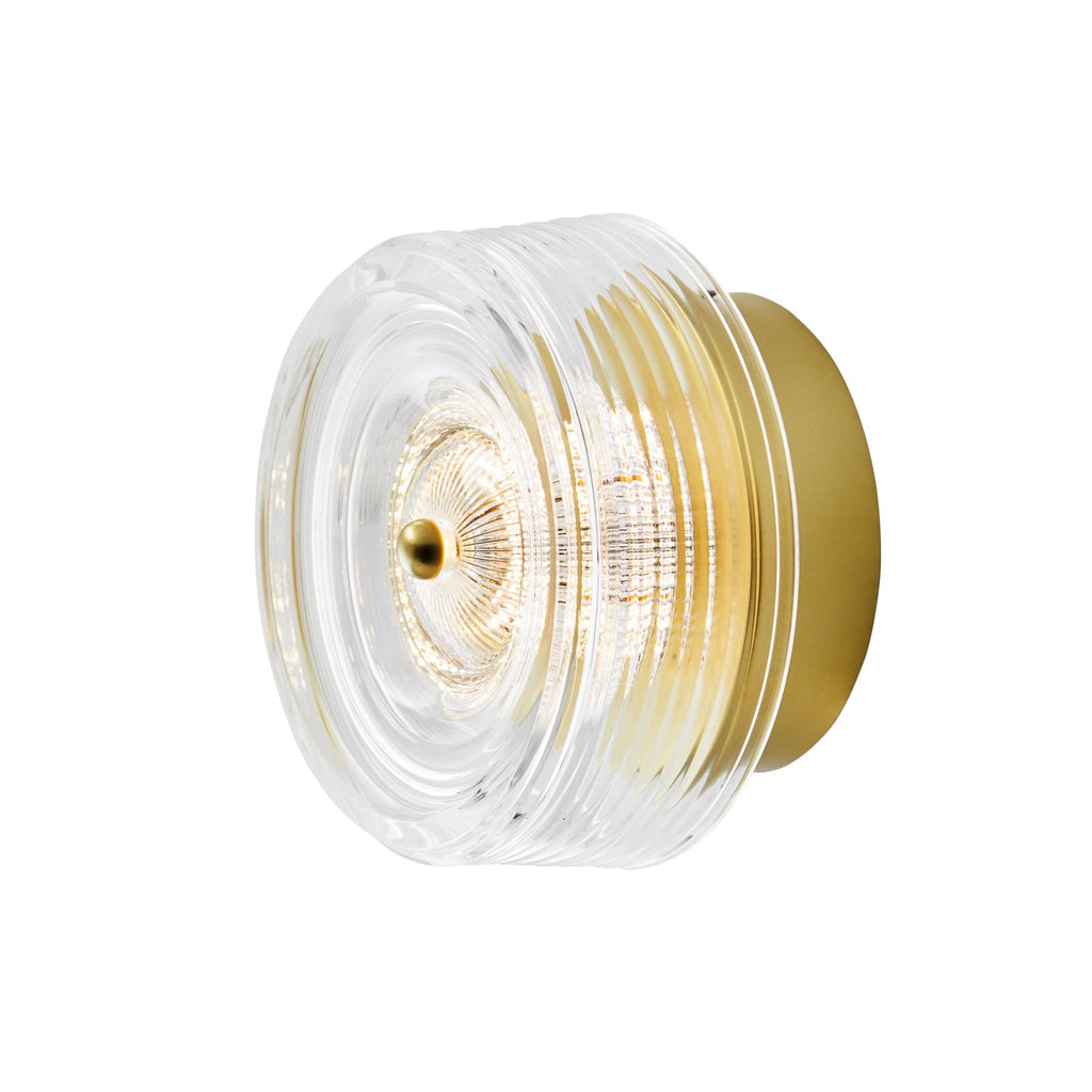 Montert LED vegglampe Glow dimbar gull klar akryl Ø16 cm