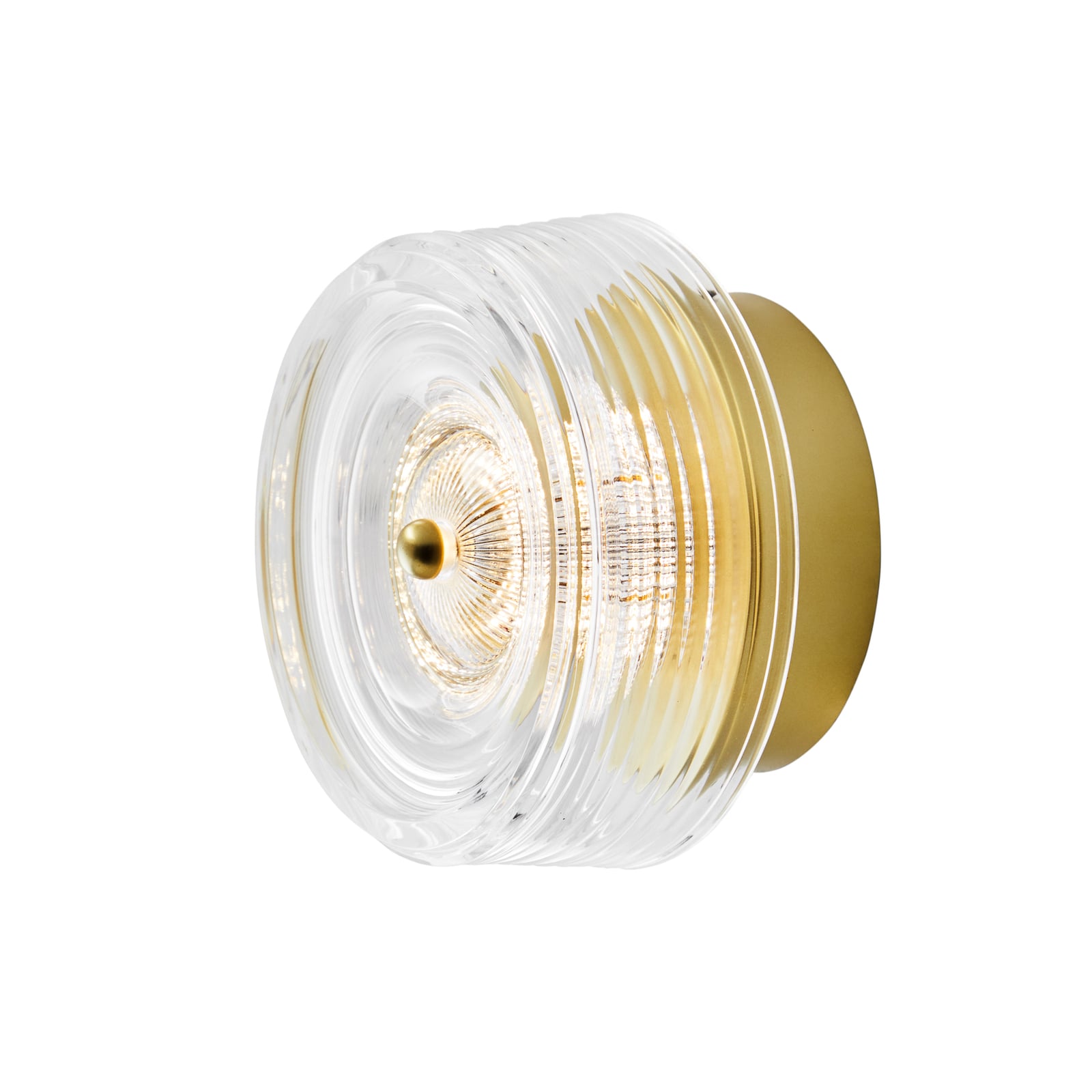 Montert LED vegglampe Glow dimbar gull klar akryl Ø16 cm