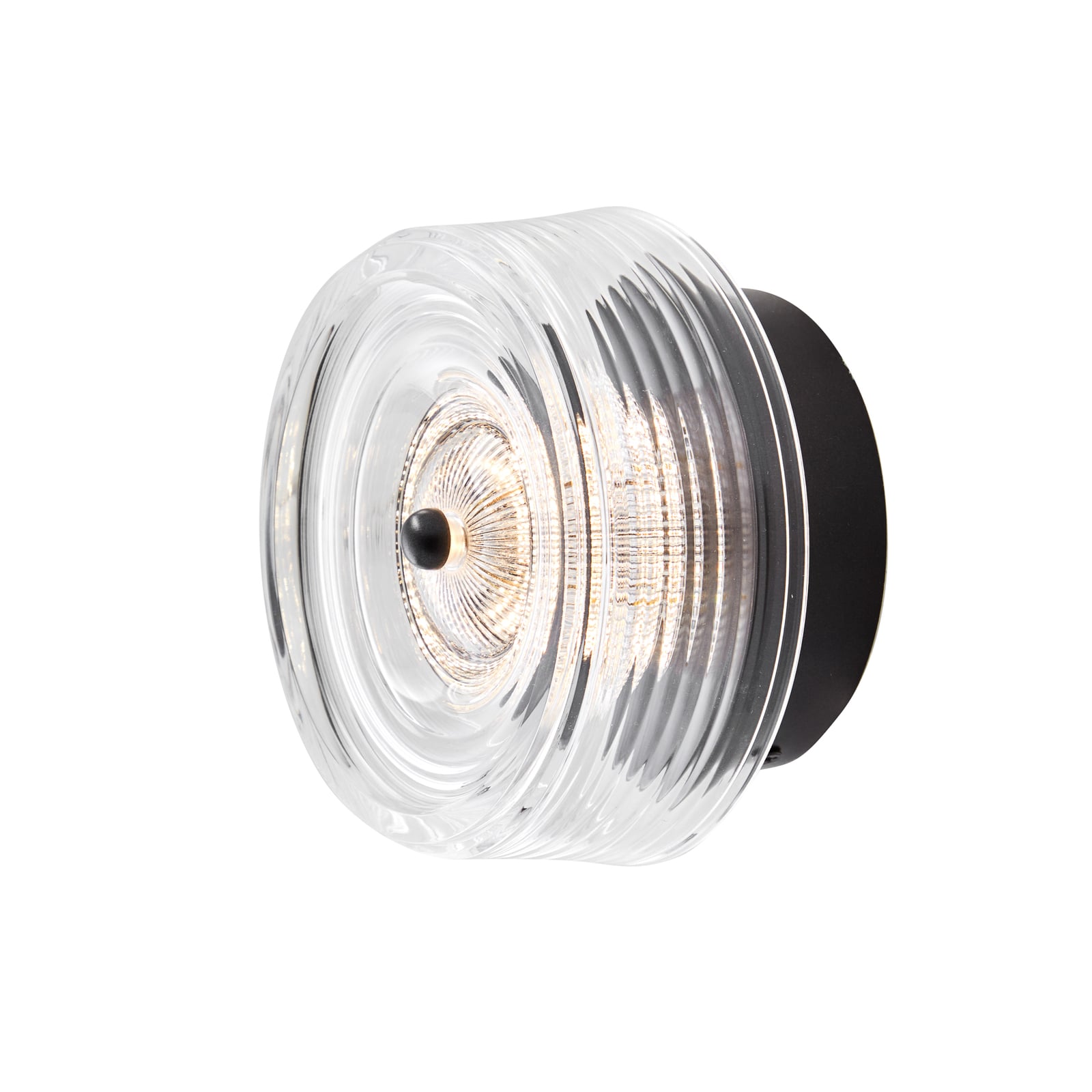 LED vegglampe Glow dimbar svart akryl Ø16 cm nærbilde av akrylskjerm