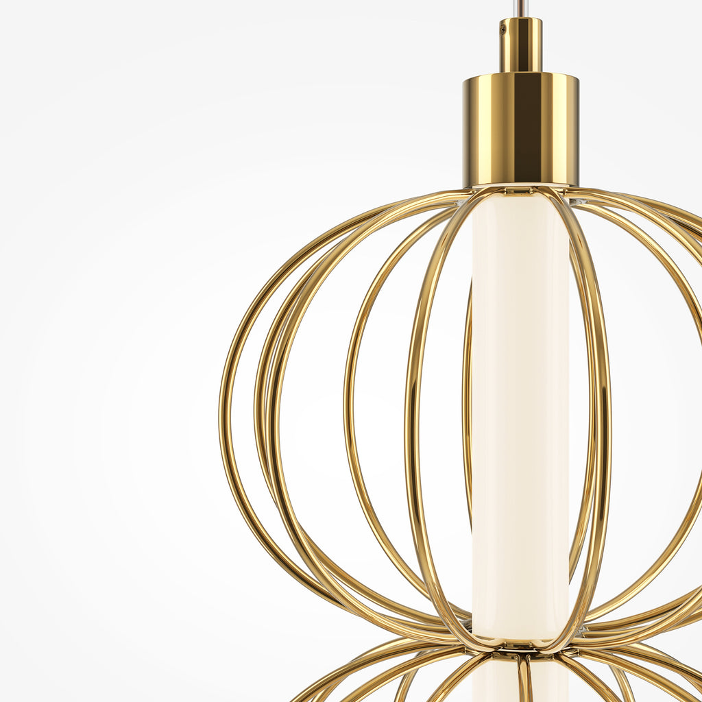LED vegglampe Golden Cage høydejusterbar gull/hvit montert