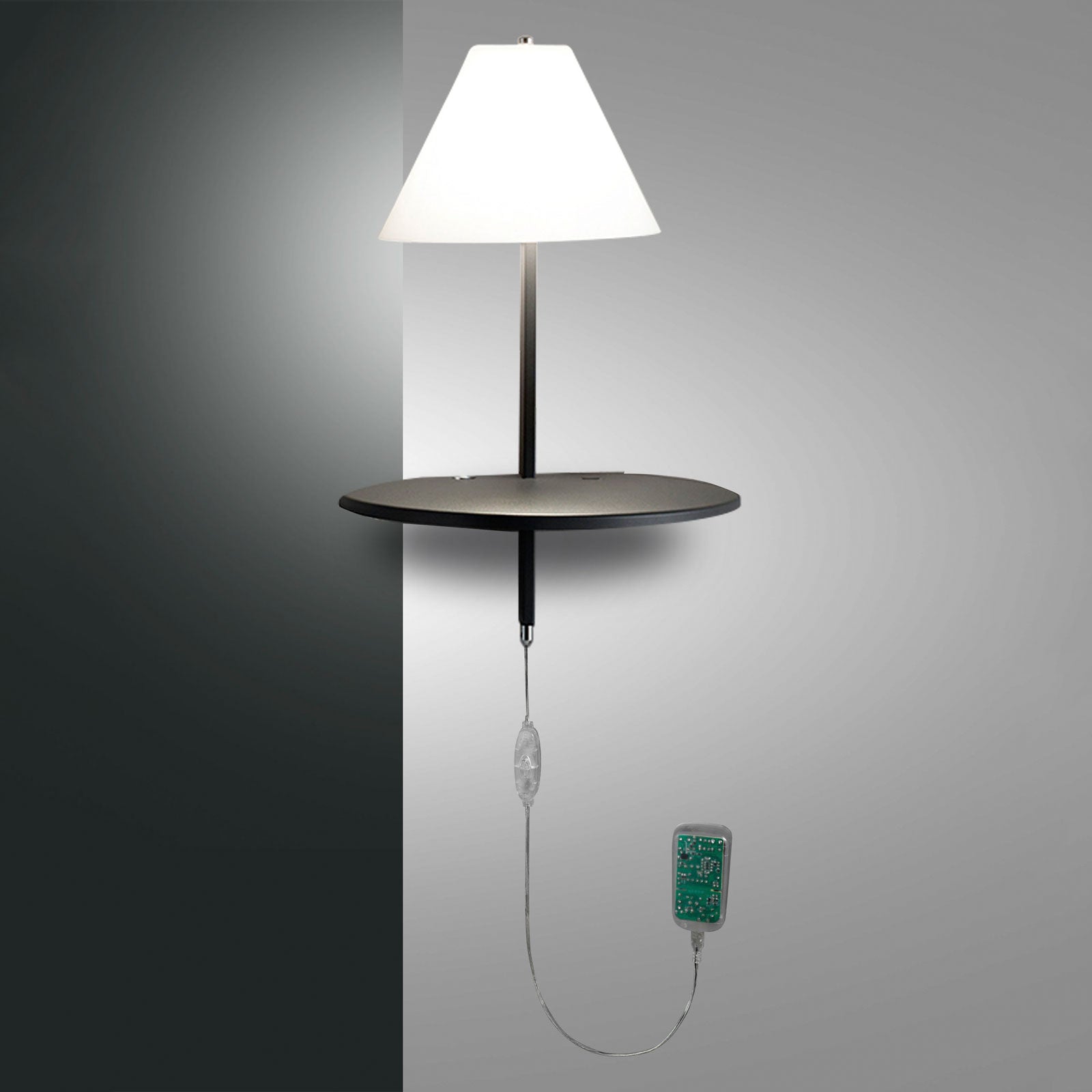 LED vegglampe Goodnight dimbar med USB-port hvit-antrasitt bakside