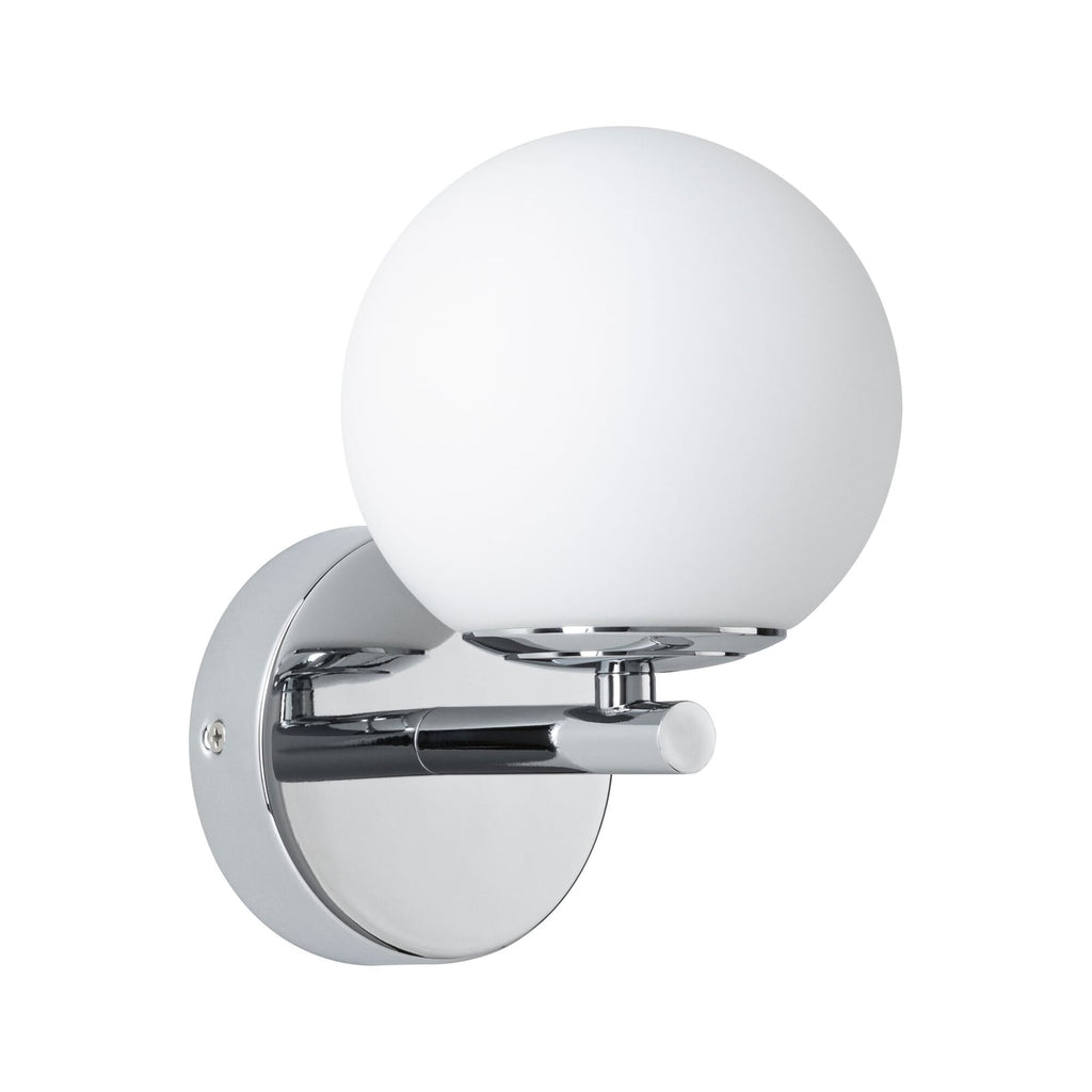 LED vegglampe Gove krom/glass IP44 5W varmhvit forfra