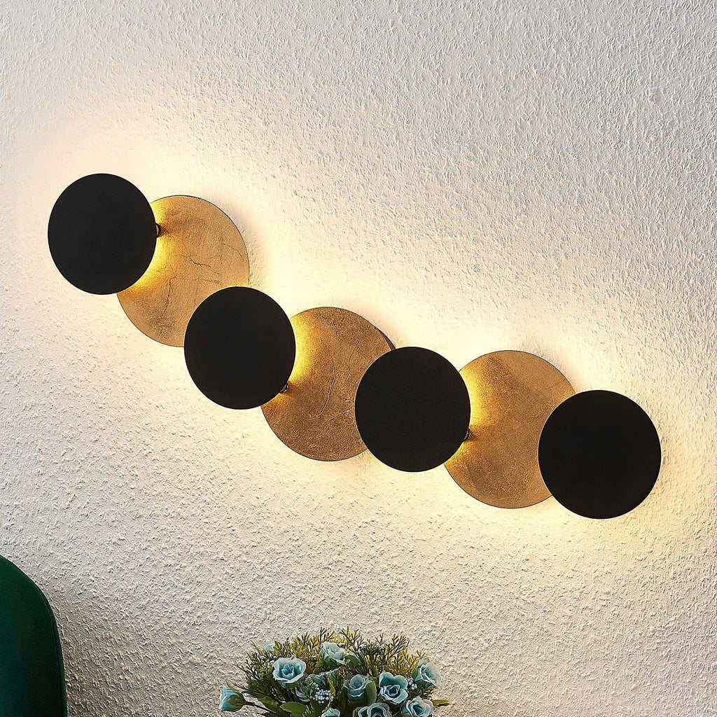 LED vegglampe Grazyna 7-lys svart/gull forfra