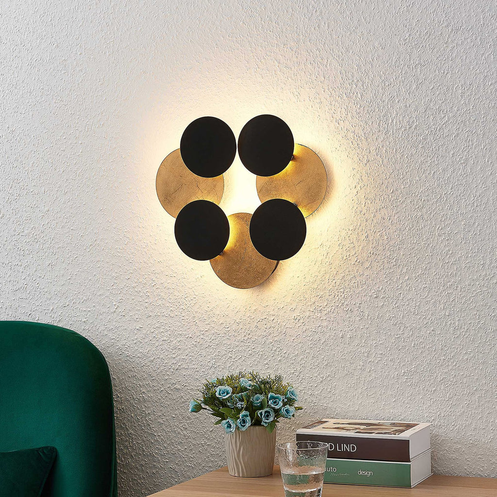 LED vegglampe Grazyna 7-lys svart/gull 72 cm - Lindby