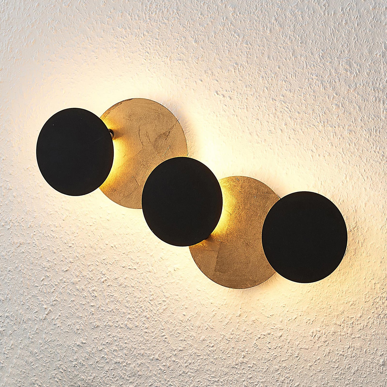 LED vegglampe Grazyna svart/gull 5-lys forfra