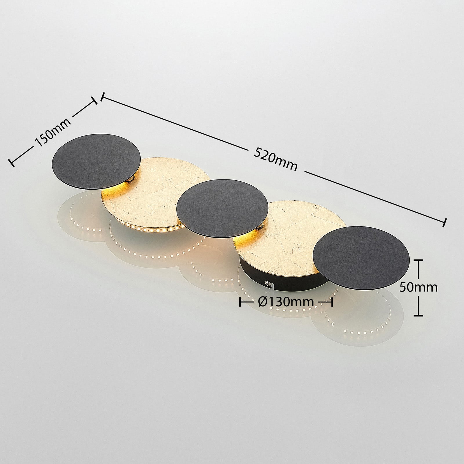 LED vegglampe Grazyna svart/gull 5-lys detalj