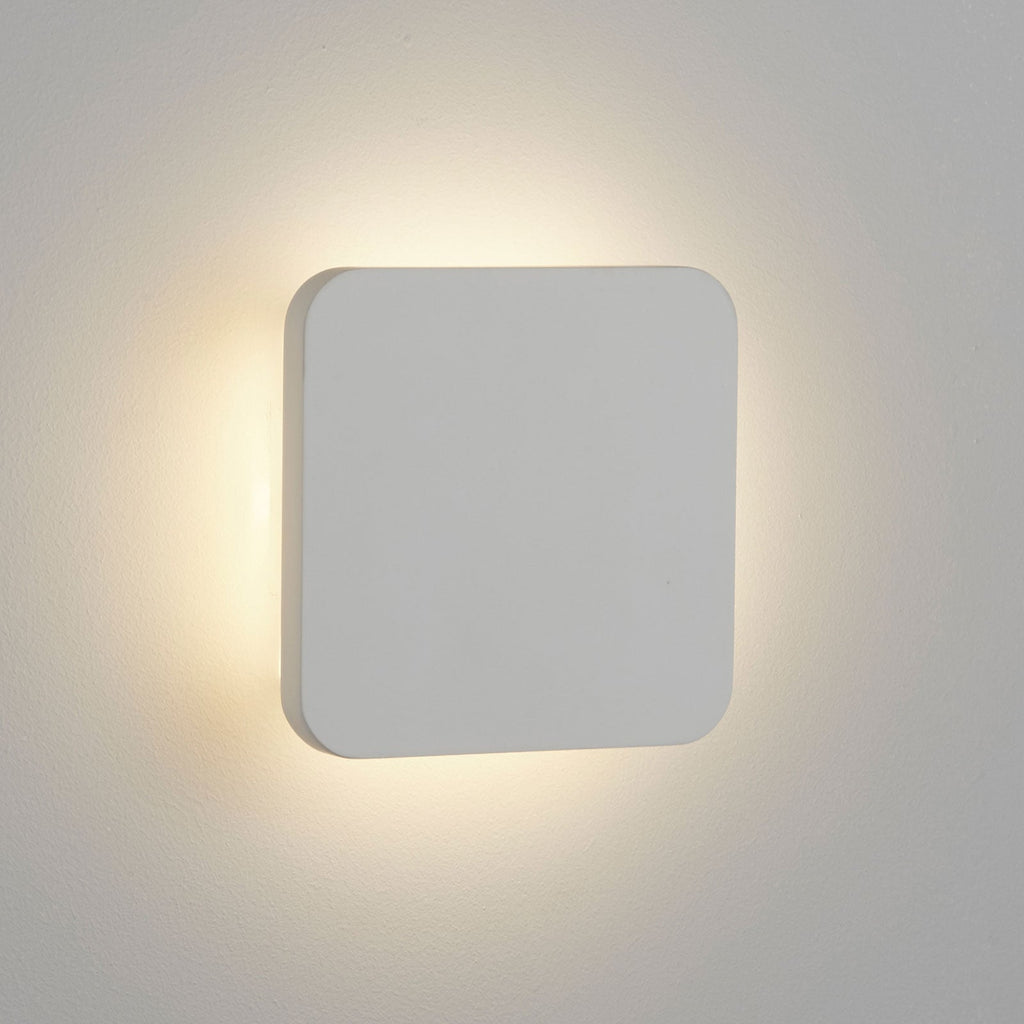 LED vegglampe Gypsum kvadratisk hvit gips 15x15 cm forfra