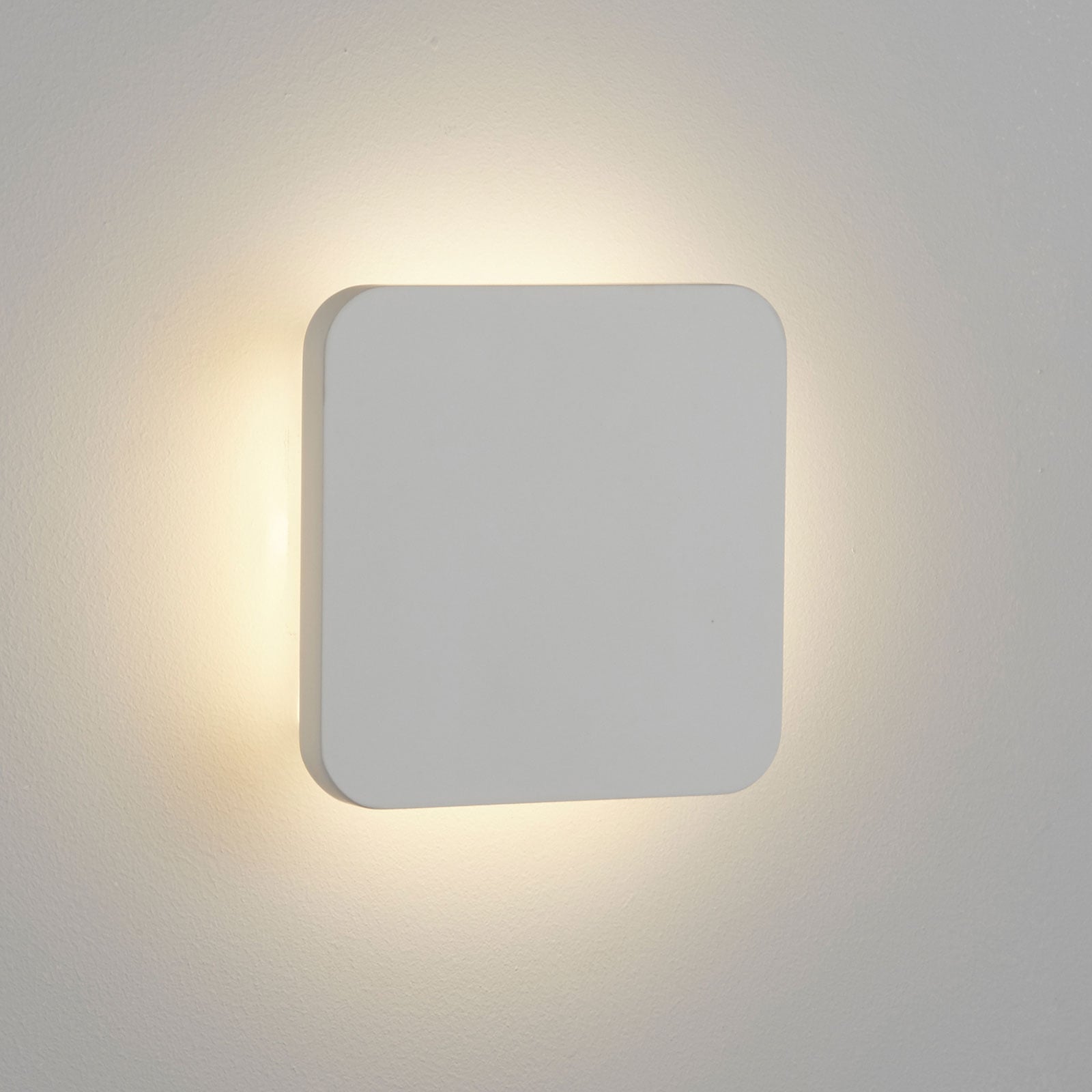 LED vegglampe Gypsum kvadratisk hvit gips 15x15 cm forfra