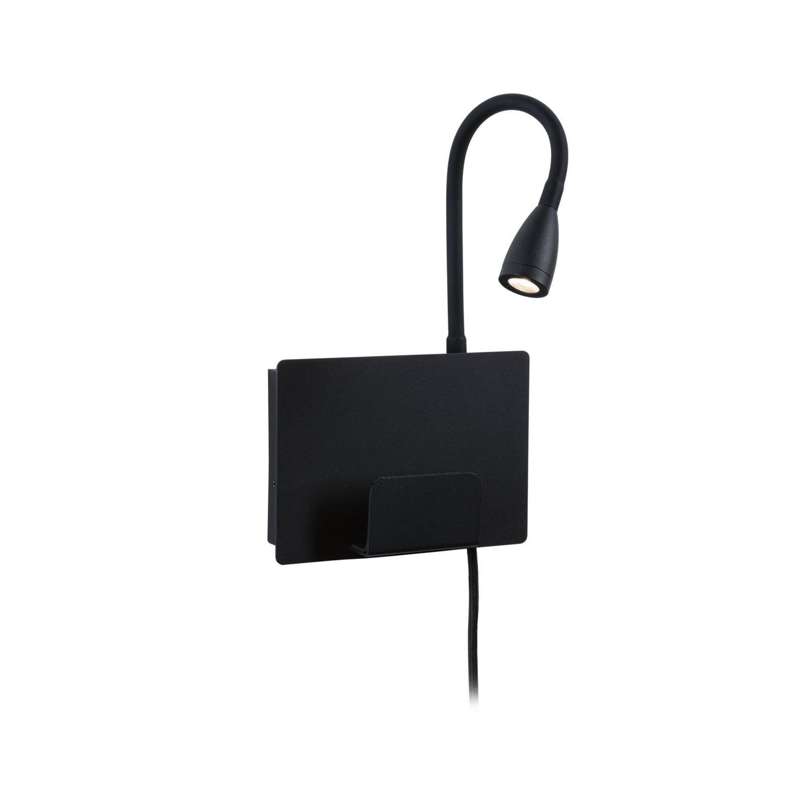 LED vegglampe Halina med fleksarm USB-C svart bakside