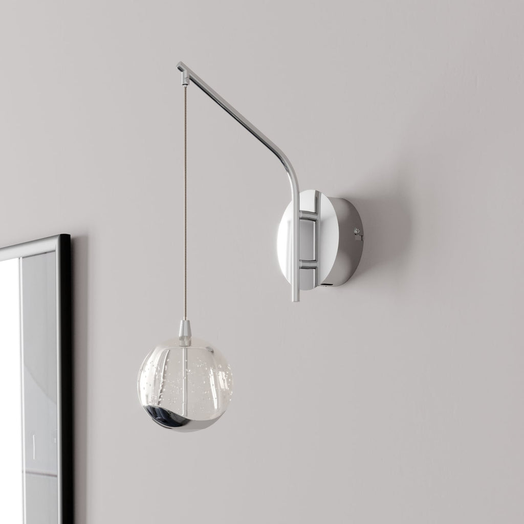 LED vegglampe Hayley krom glass sett fra baksiden