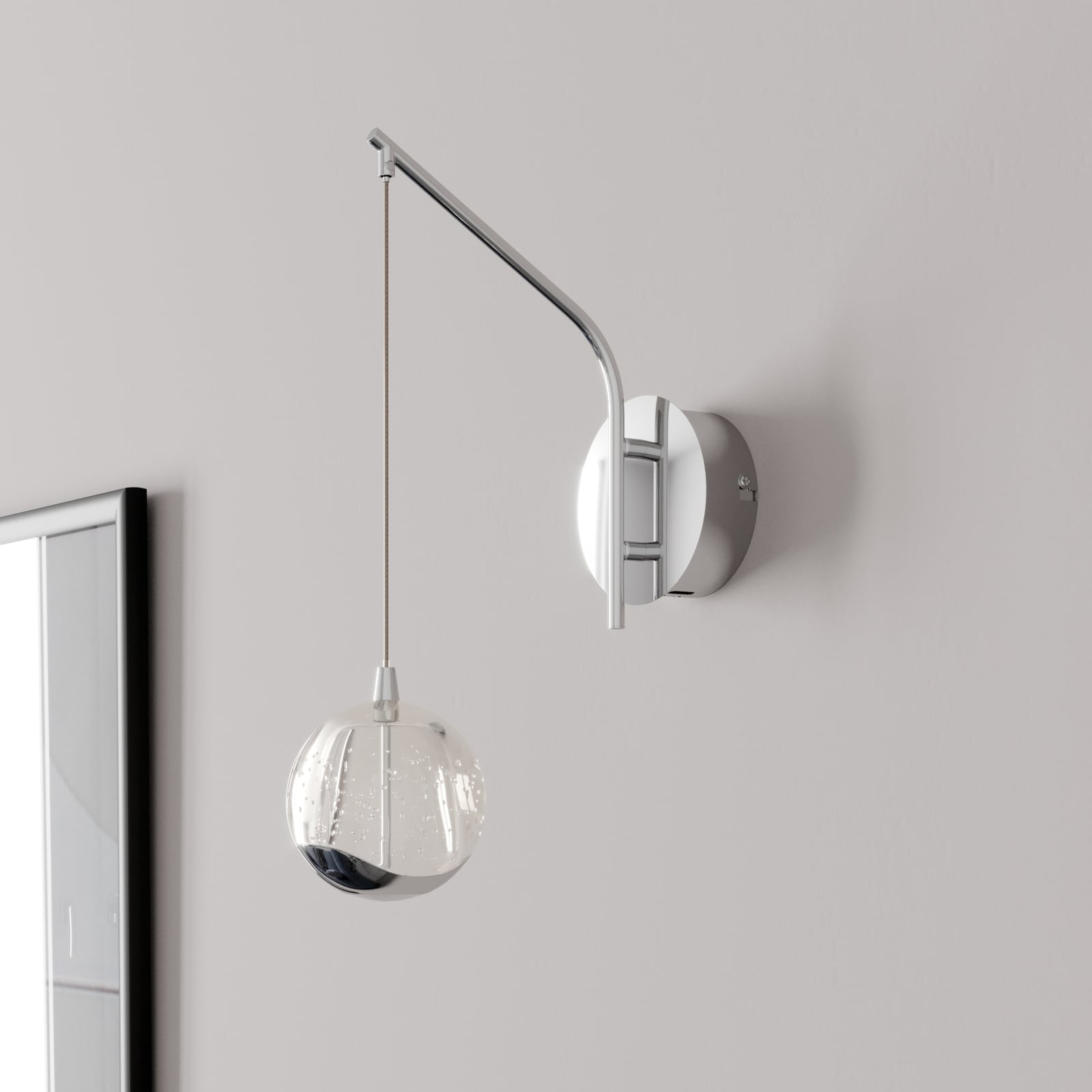 LED vegglampe Hayley krom glass sett fra baksiden