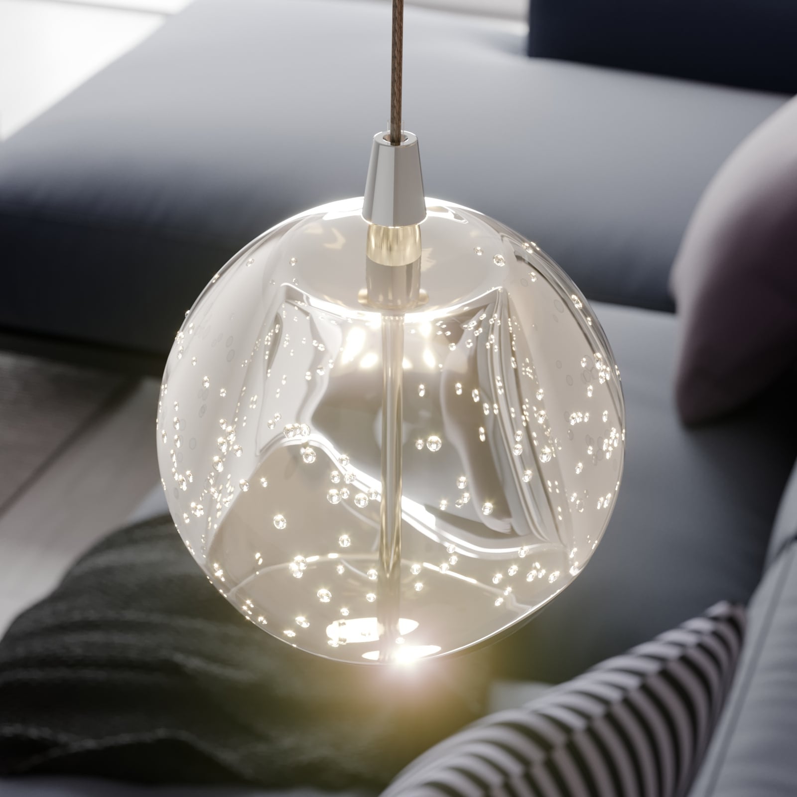 Nærbilde av kromarm på LED vegglampe Hayley