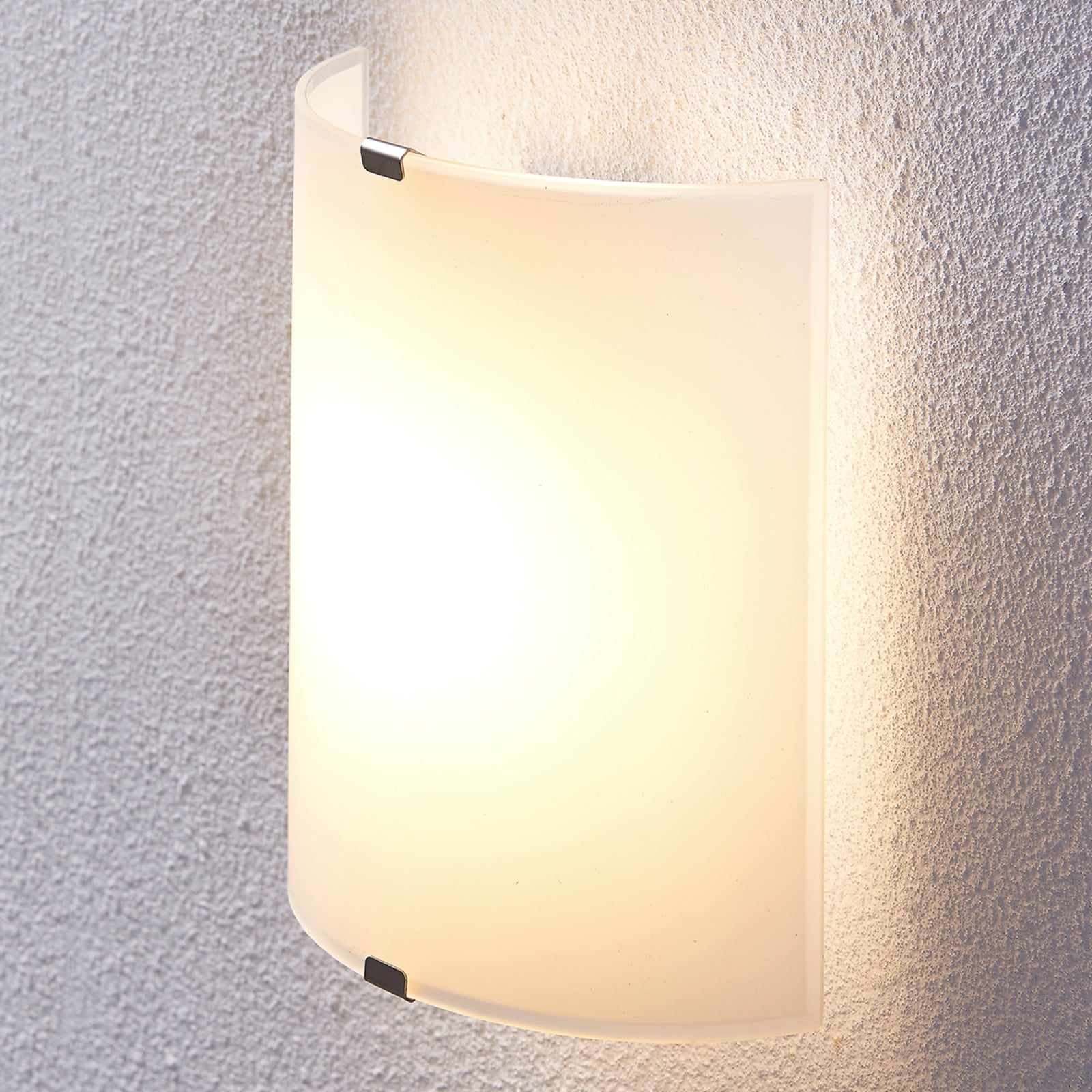 LED-vegglampe Helmi halvrund glass satinert bakside
