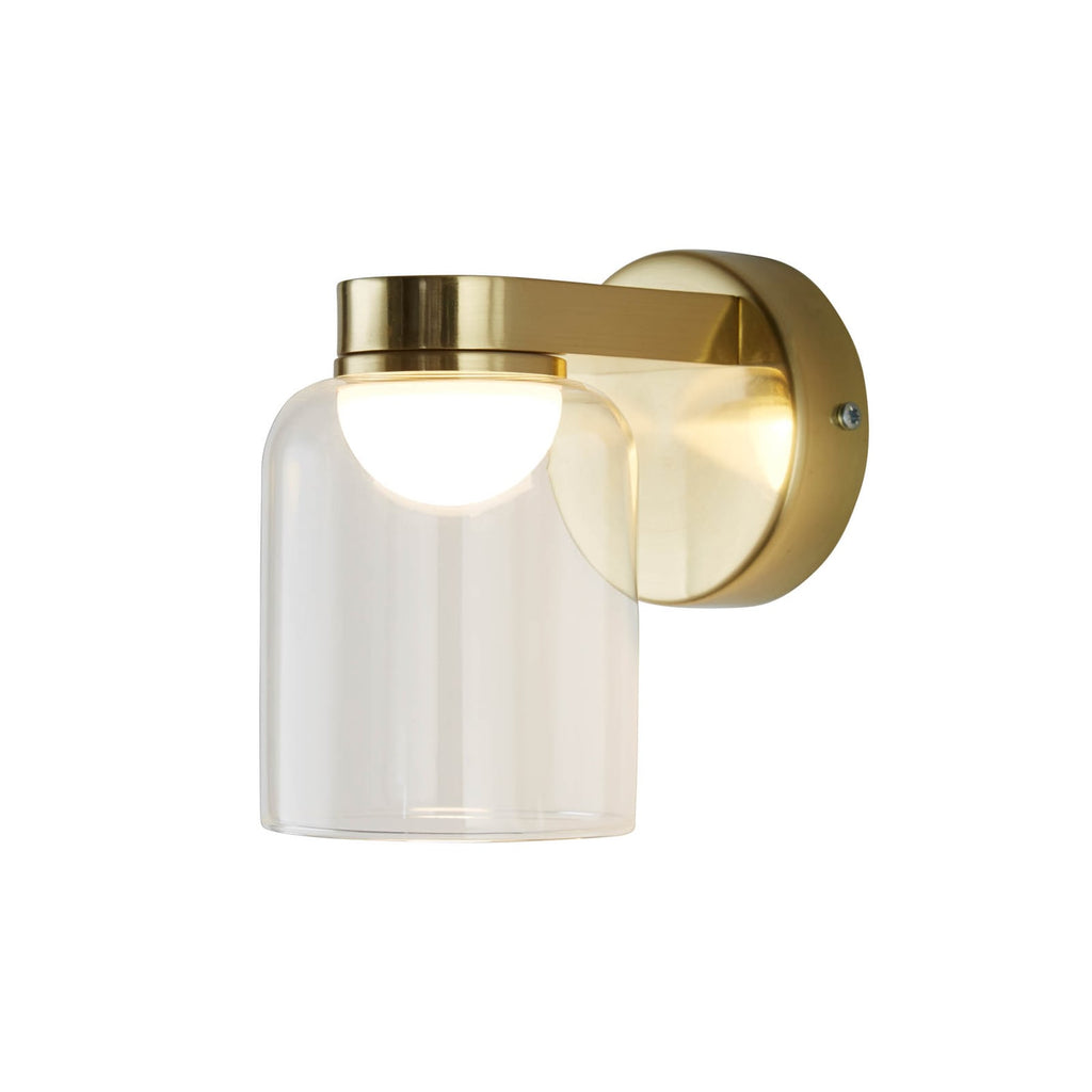LED vegglampe Highball messing glass IP44 16 cm forfra