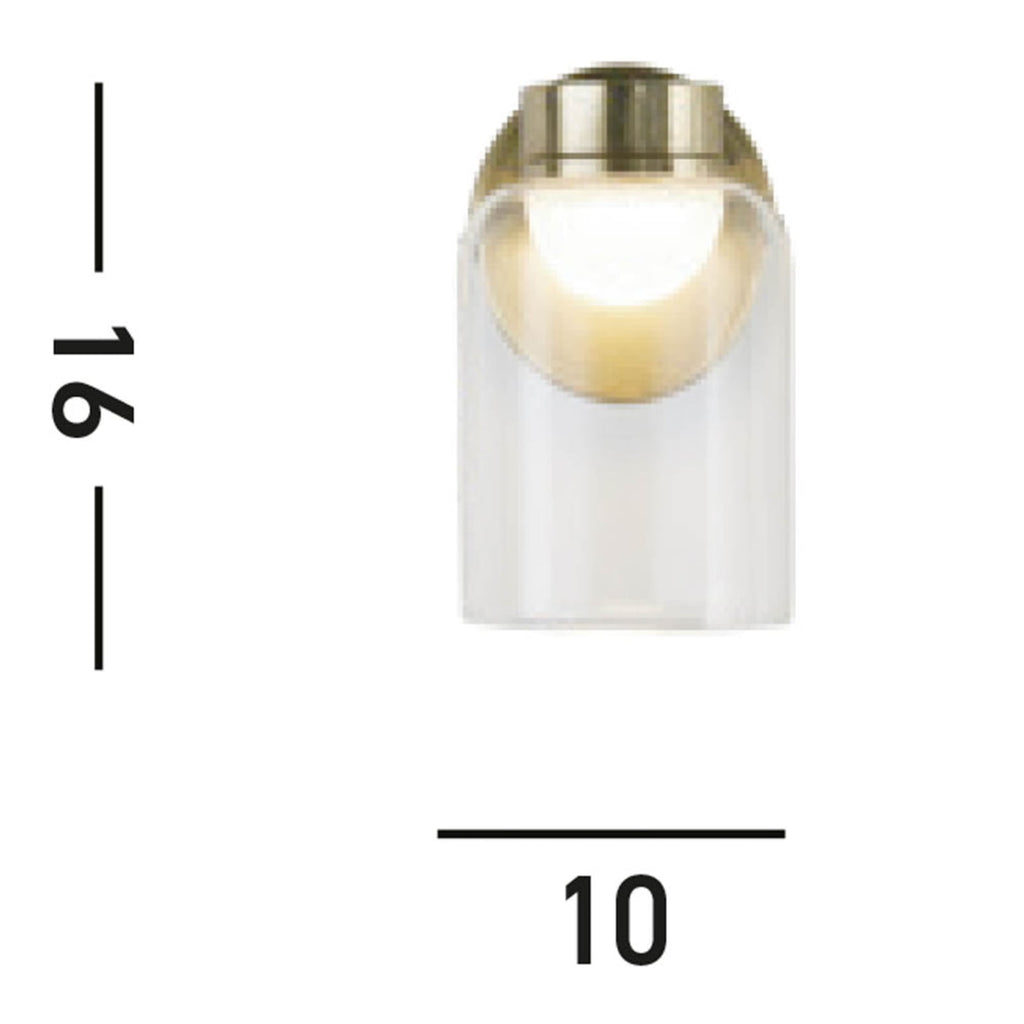 LED vegglampe Highball messing glass IP44 16 cm detalj