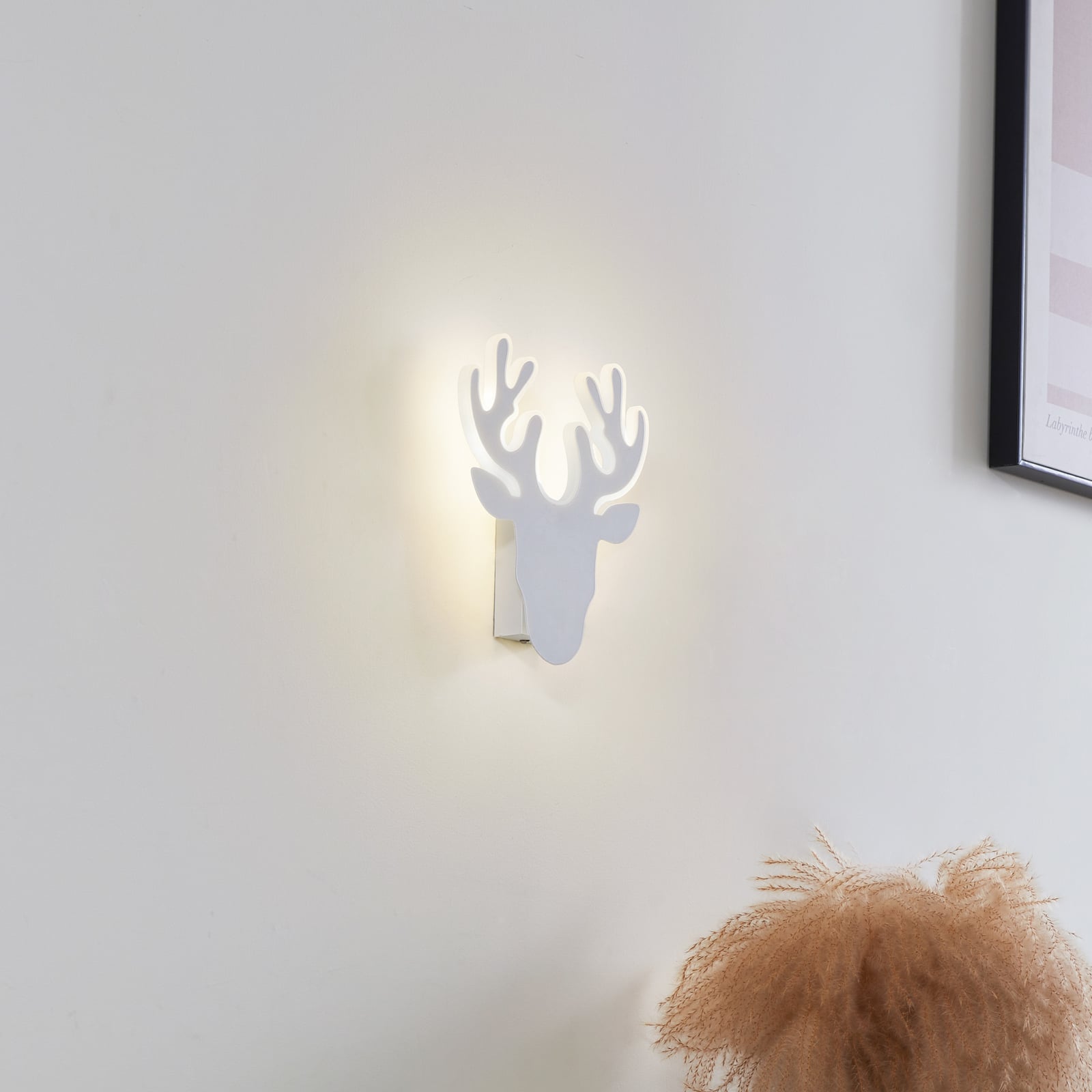 LED vegglampe Hirvi reinsdyr hvit jern bakside