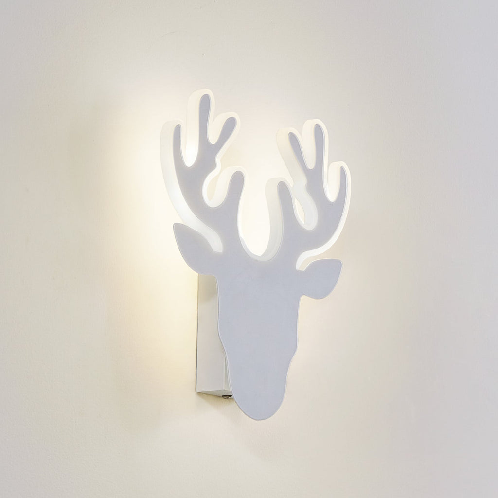 LED vegglampe Hirvi reinsdyr hvit jern forfra