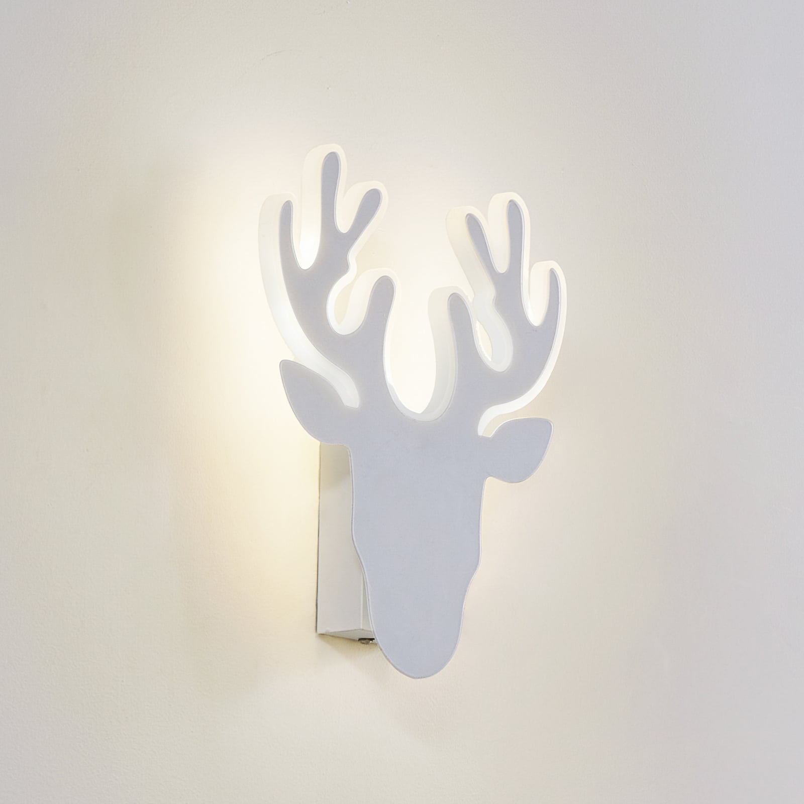 LED vegglampe Hirvi reinsdyr hvit jern forfra