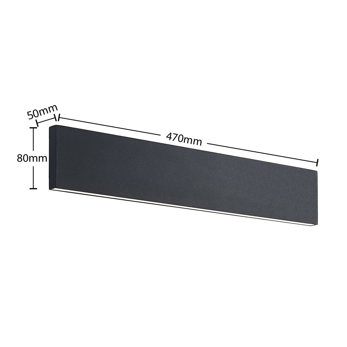 LED vegglampe Ignazia opp og ned svart 47 cm dimbar detalj