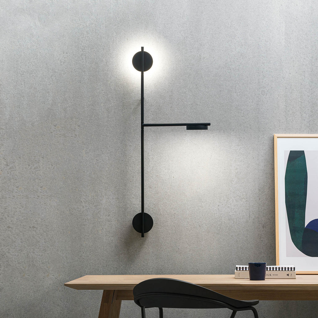 LED vegglampe Igram 2-lys dimbar svart 94 cm høy detalj av lyskilde