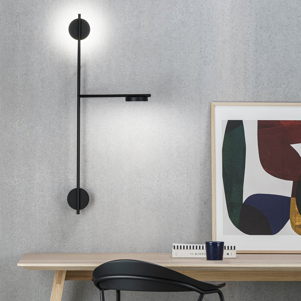 LED vegglampe Igram 2-lys dimbar svart 94 cm høy sideprofil