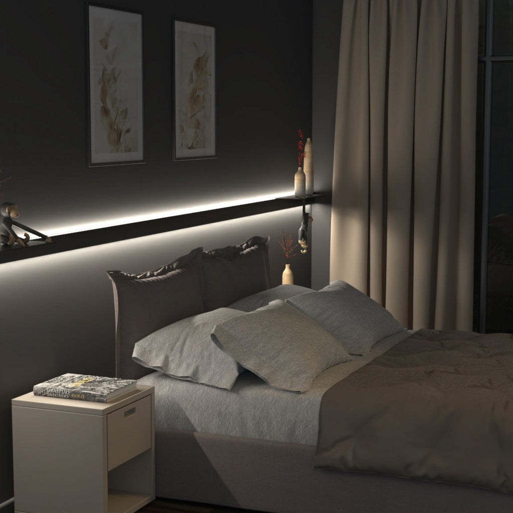Detalj av LED vegglampe Intero-Line opp og ned CCT dimbar 120 cm svart