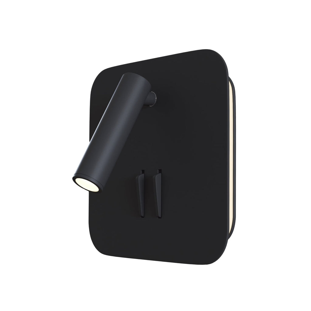 LED vegglampe Ios 176 firkantet svart aluminium forfra
