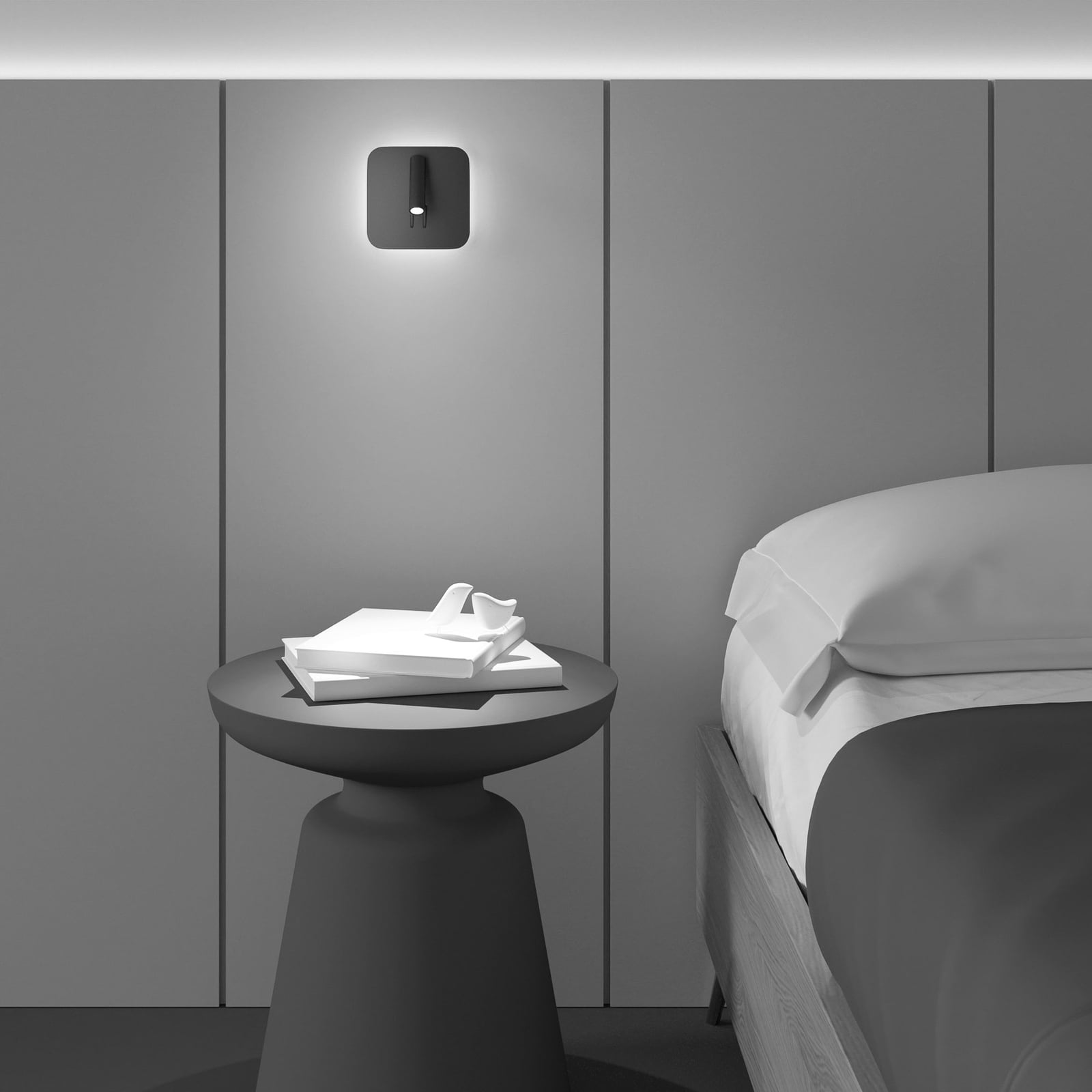 LED vegglampe Ios 176 firkantet svart aluminium bakside