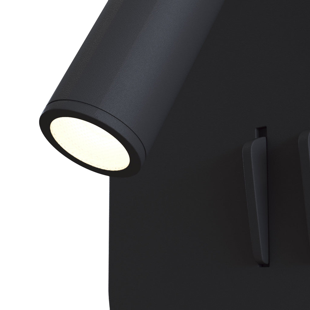 LED vegglampe Ios 176 firkantet svart aluminium montert på vegg