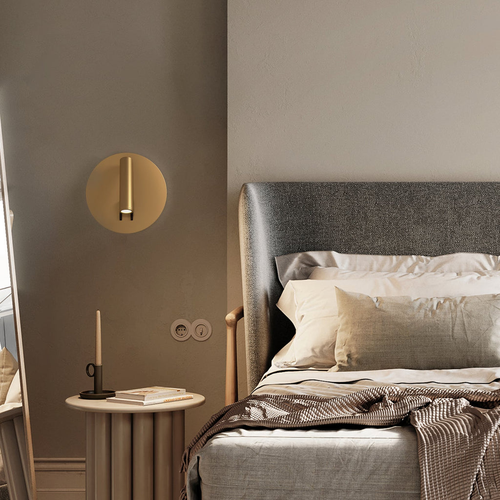 LED vegglampe Ios 176 rund gullfarget aluminium detalj