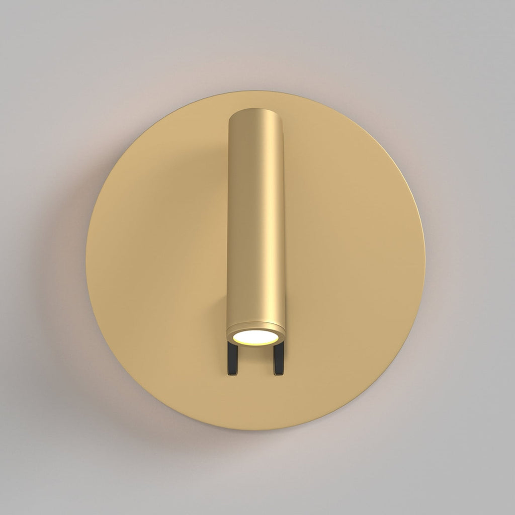 LED vegglampe Ios 176 rund gullfarget aluminium forfra