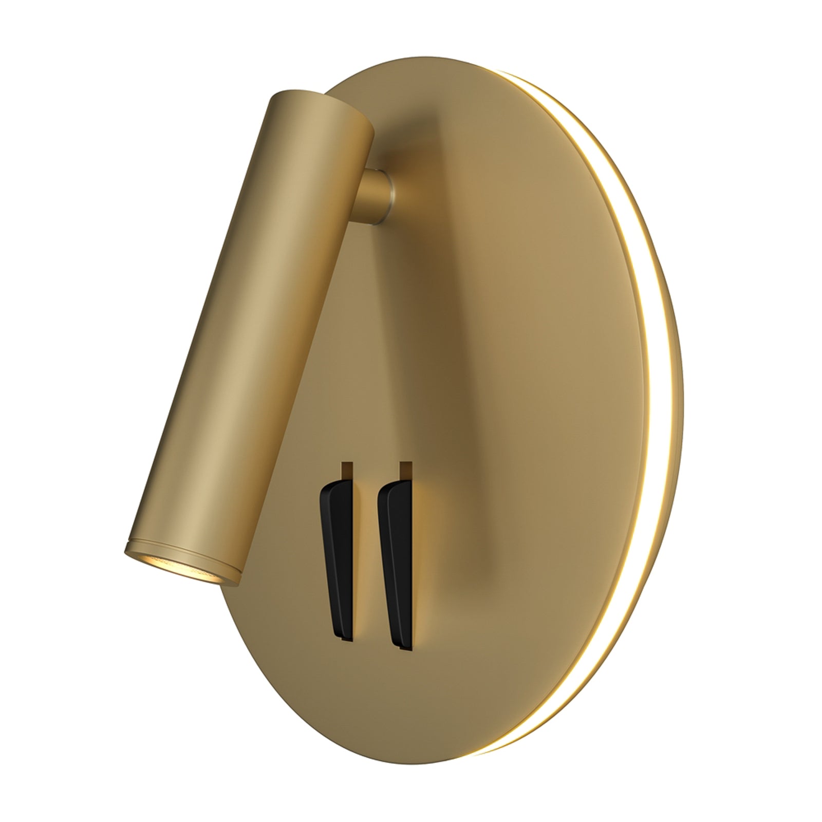 LED vegglampe Ios 176 rund gullfarget aluminium montert