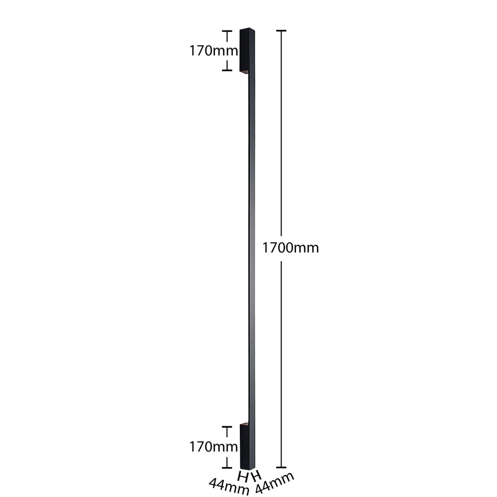 LED vegglampe Ivano svart aluminium 170 cm lys på vegg