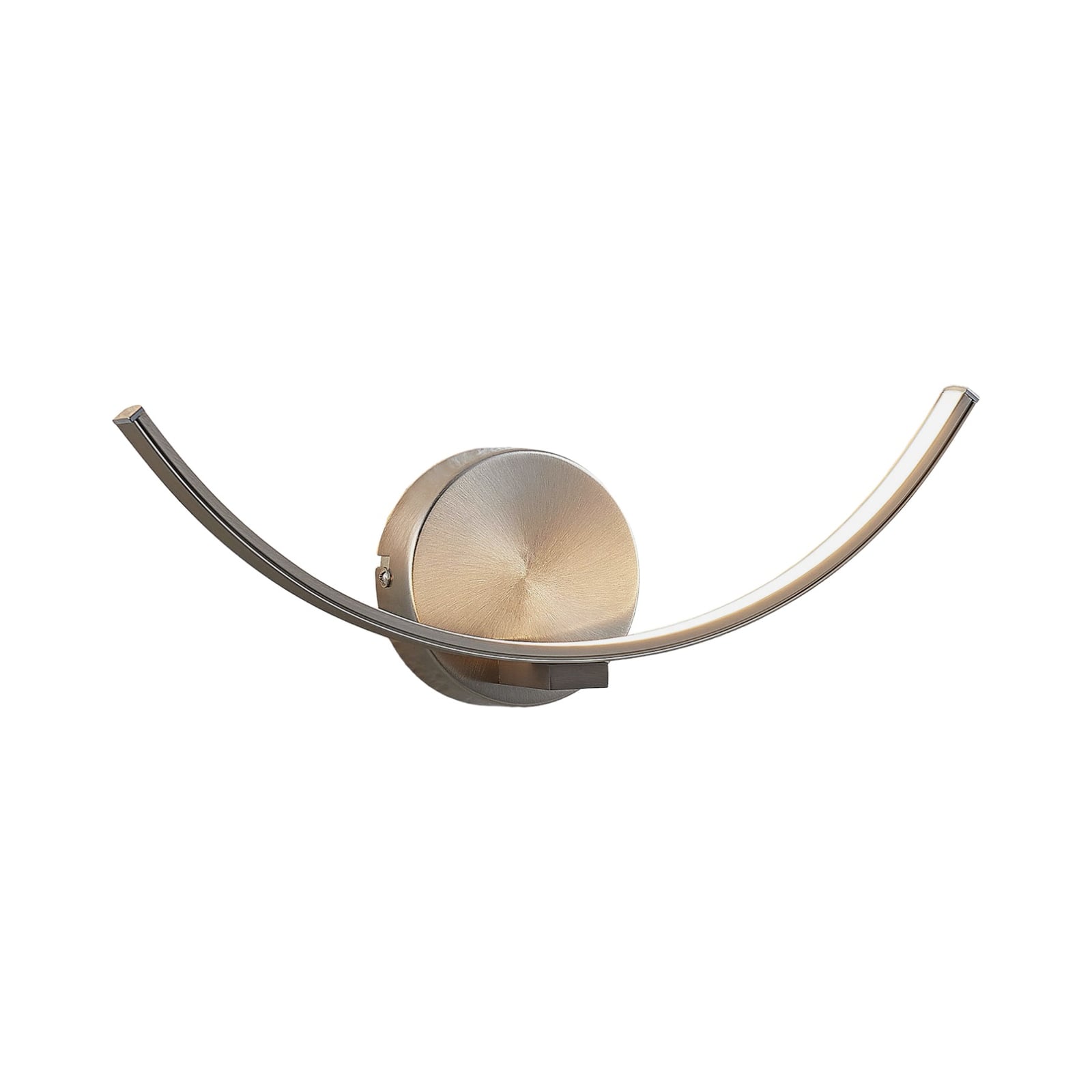 LED vegglampe Iven buet nikkel 34 cm montert i rom