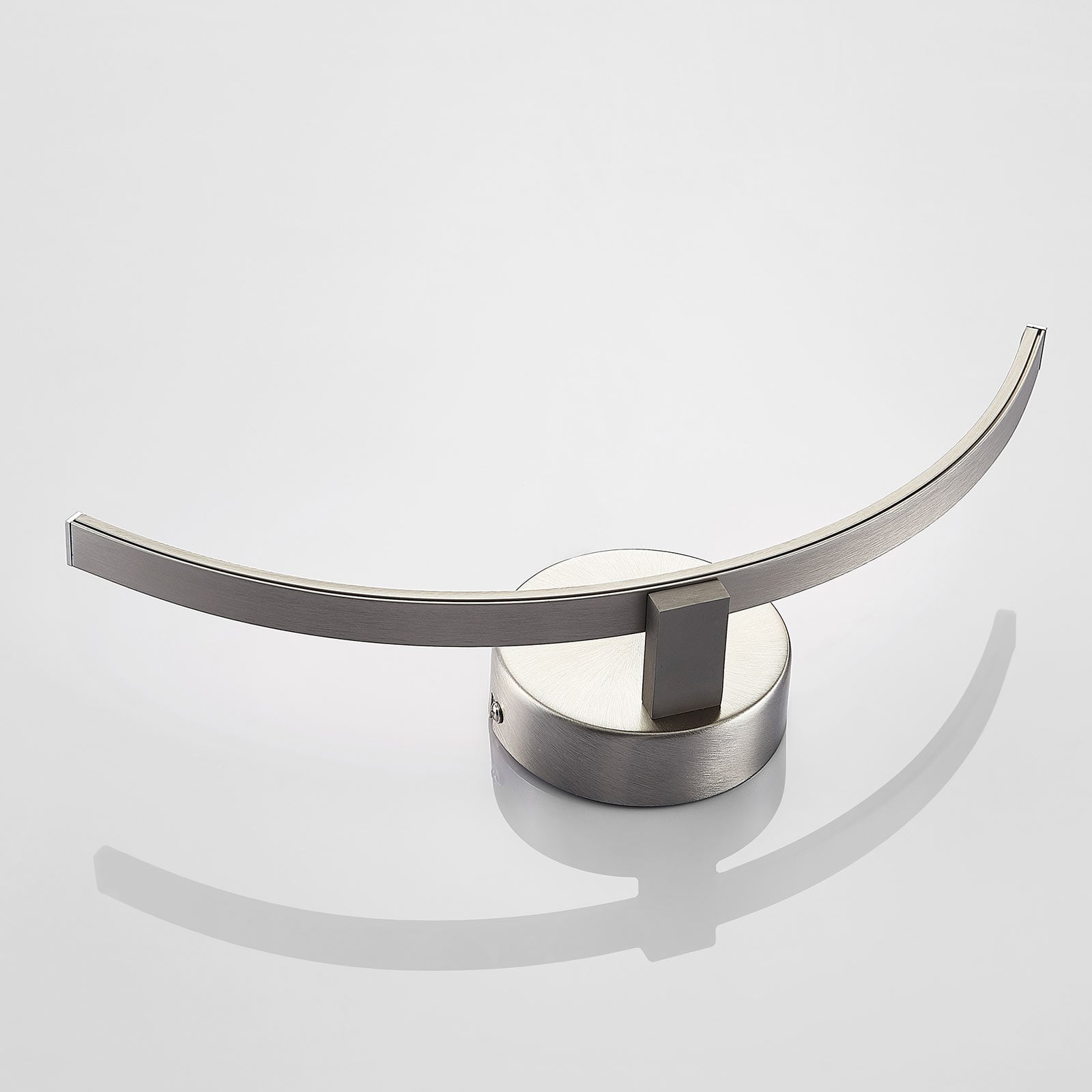 LED vegglampe Iven buet nikkel 34 cm sideprofil