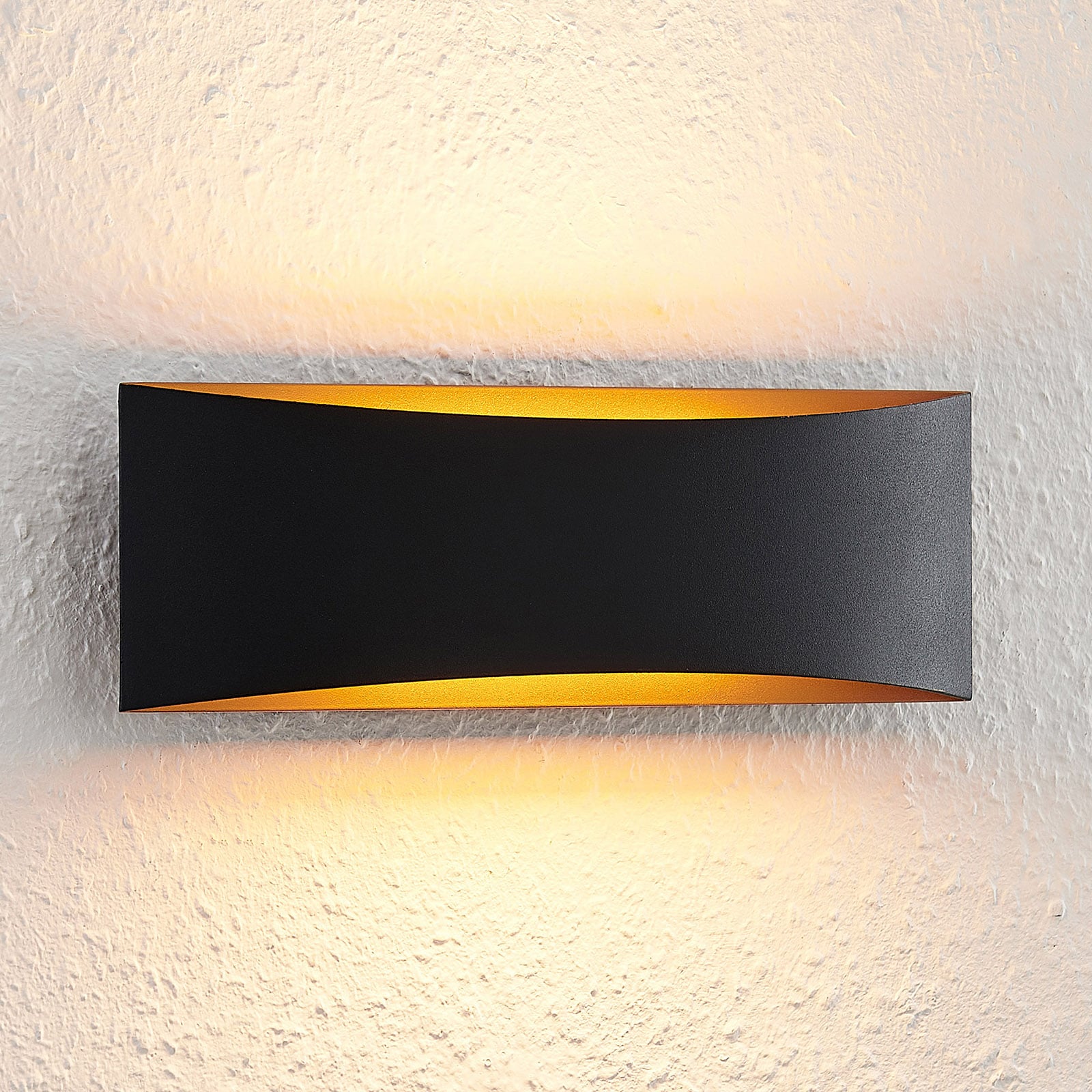 LED vegglampe Jelle opp og ned svart/gull bakside