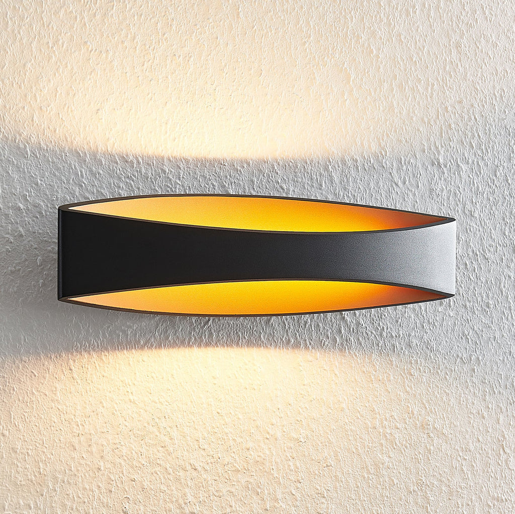 LED vegglampe Jelle opp og ned svart/gull bakside