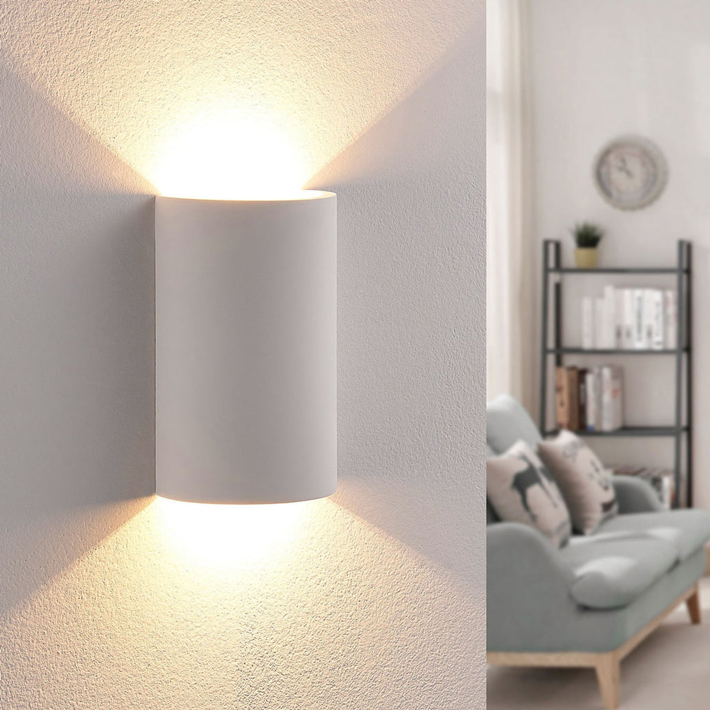 LED vegglampe Jenke gips hvit opp og ned 16 cm forfra