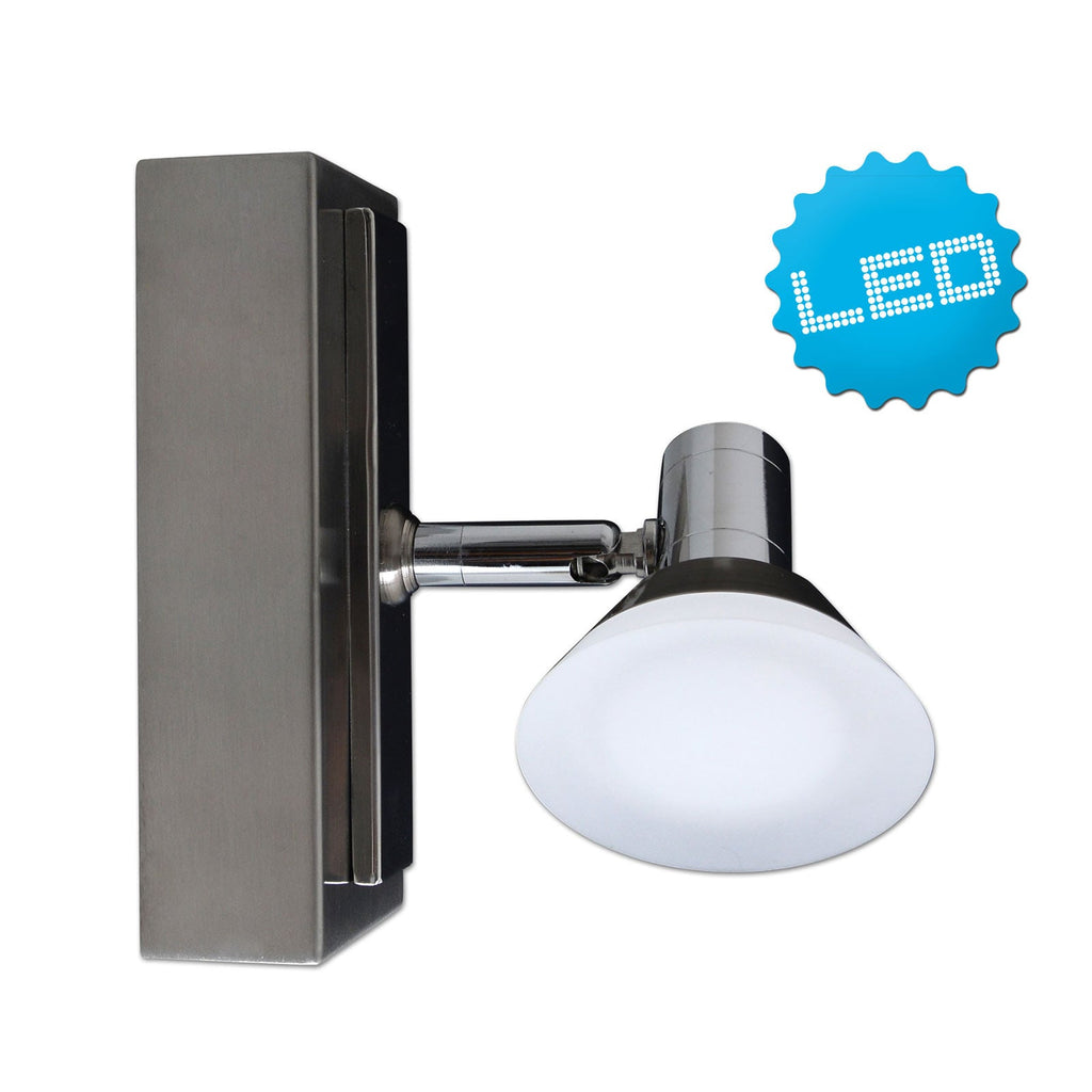 LED vegglampe Jericho 1-lys justerbar krom/hvit detalj nærbilde