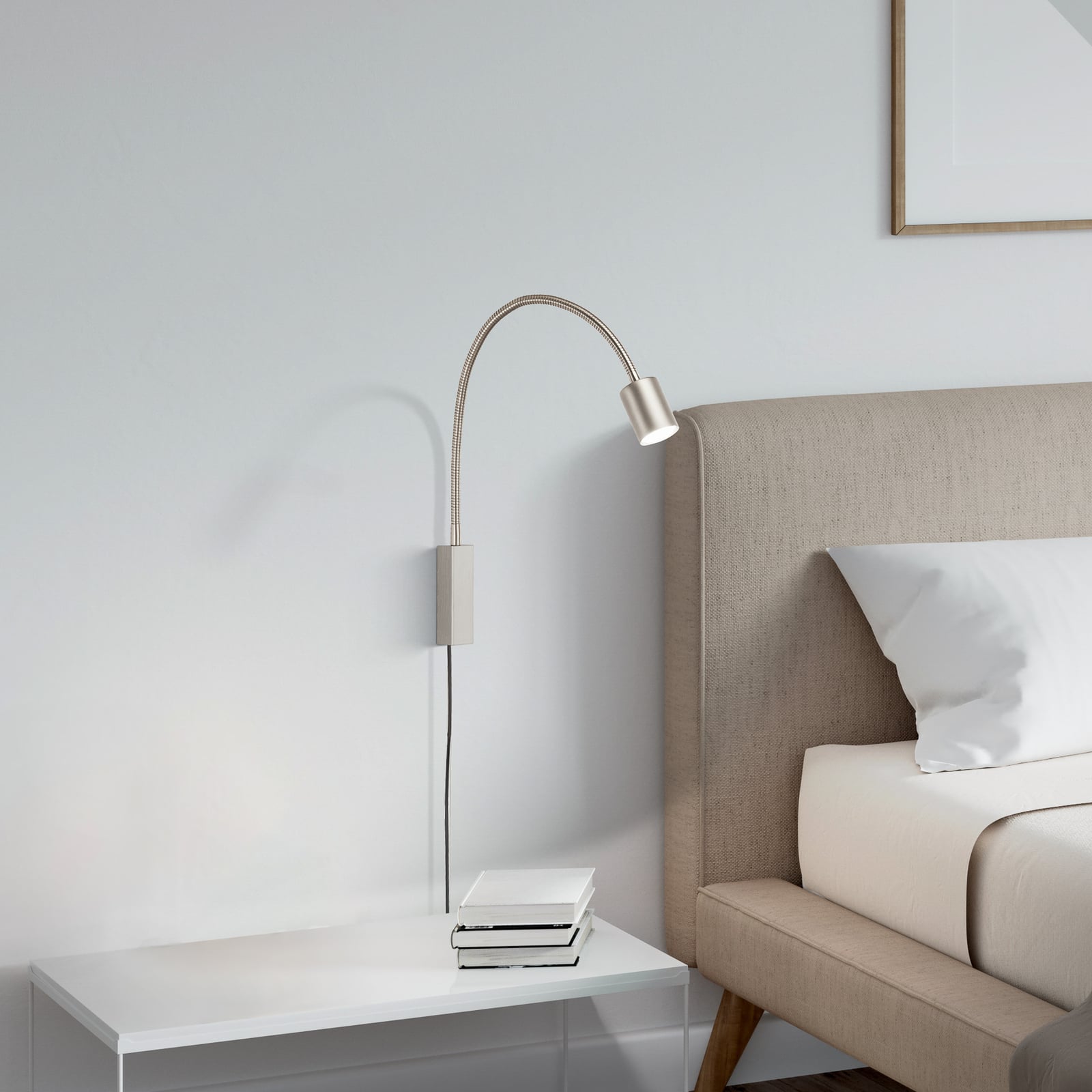 LED vegglampe Justi matt nikkel 52 cm GU10 med bryter forfra